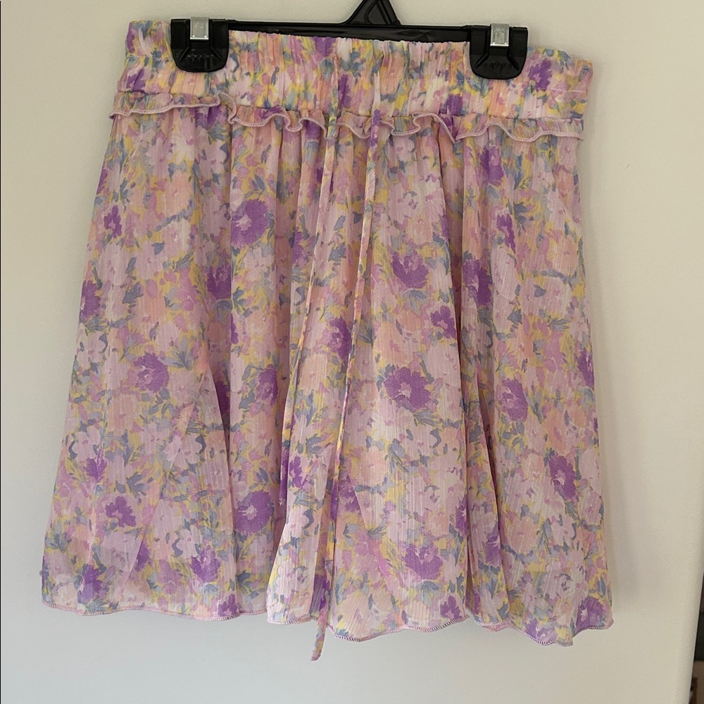 Lush Purple and Pink Floral Mini Skirt